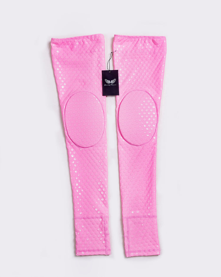 Grippy Thigh Highs with Knee Pads (Pink) - Divinity Polewear