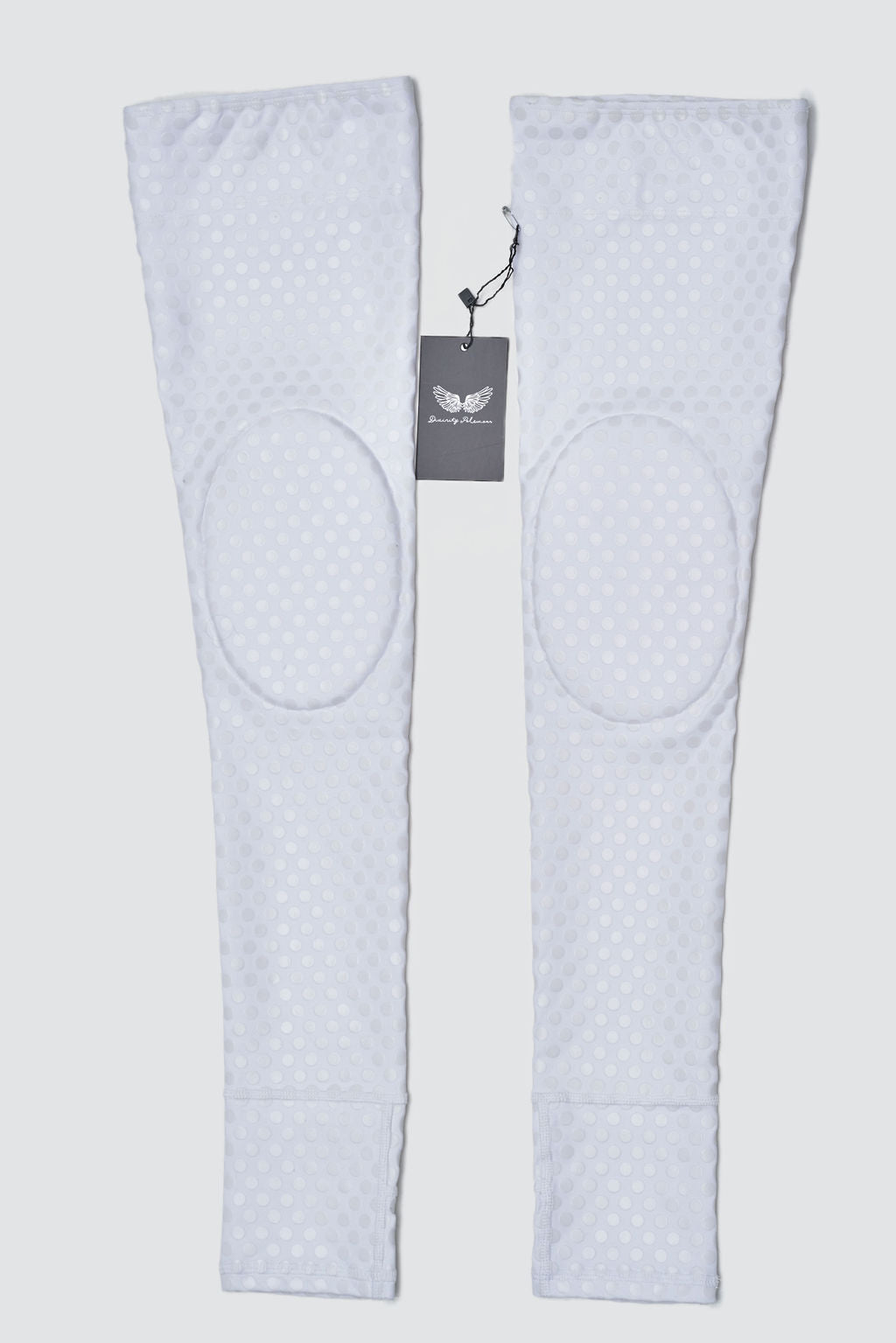 Grippy Thigh Highs with Knee Pads (White) - Divinity Polewear