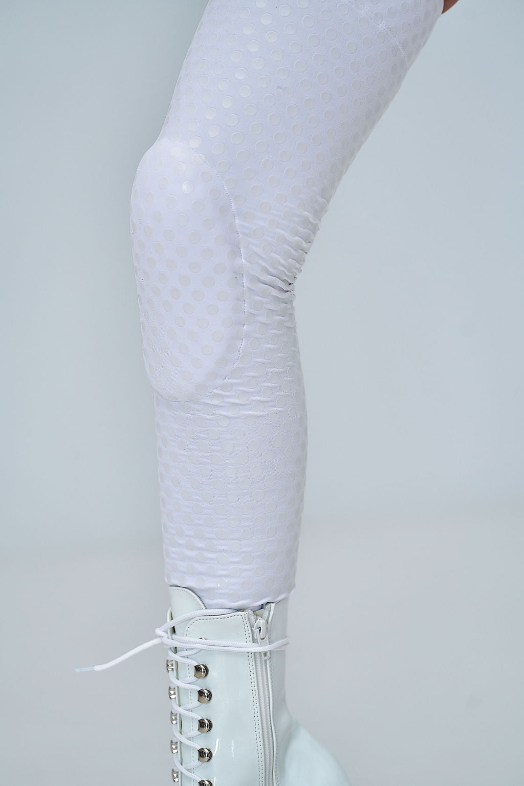Grippy Thigh Highs with Knee Pads (White) - Divinity Polewear