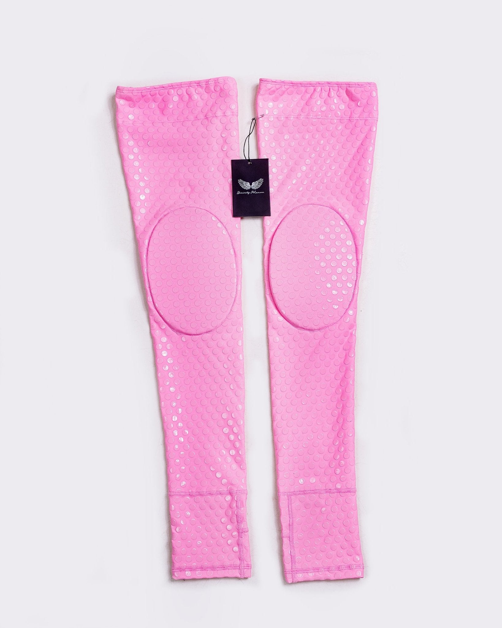 Grippy Thigh Highs with Knee Pads (Pink) - Divinity Polewear
