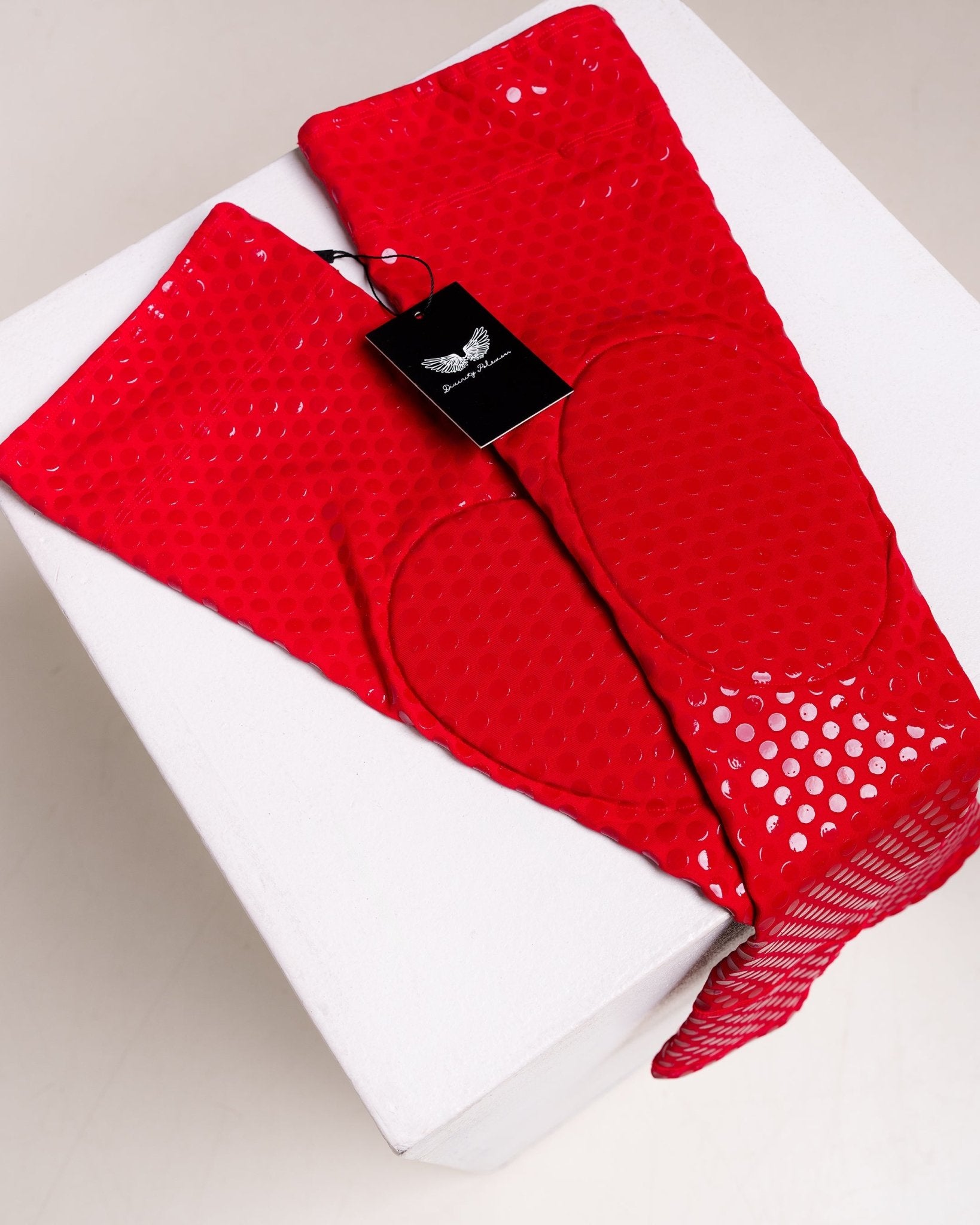 Grippy Thigh Highs with Knee Pads (Red) - Divinity Polewear